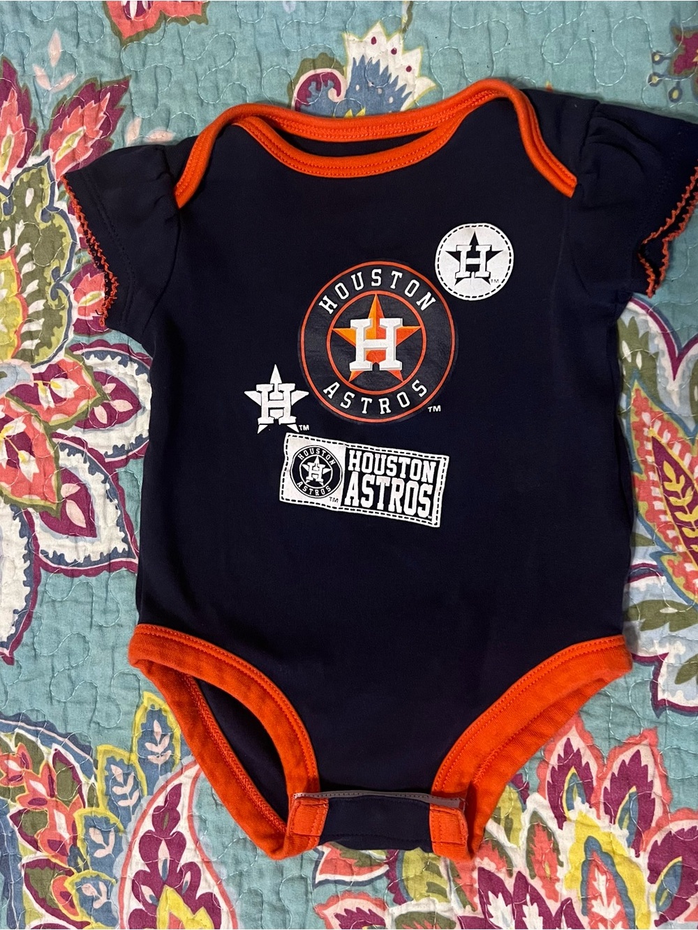 Girls Houston Astros Navy & Orange Baby One Piece 6/9 Months